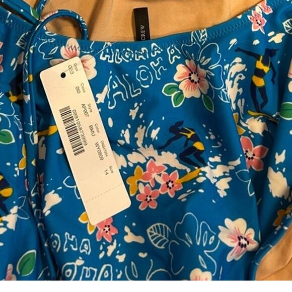 NWT J. CREW Eco Aloha Lace Back Tank One Piece Bathing Swim Suit Women's Size 14 - Picture 9 of 10
